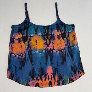 Hurley Womens Tie Dye Cami Tank Top Size M Blue Orange Pink Flowy Summer Surf